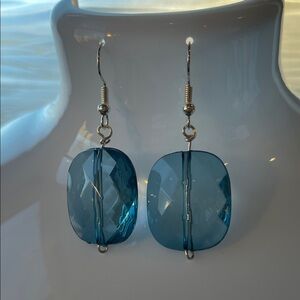 Chic Silver and Blue Drop Earrings